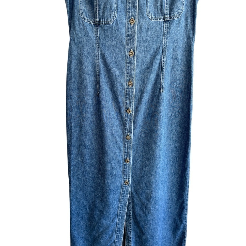 VTG Bill Blass Womens Denim Dress Medium Jumper Sleeveless Maxi Cottagecore 90s - Picture 5 of 16